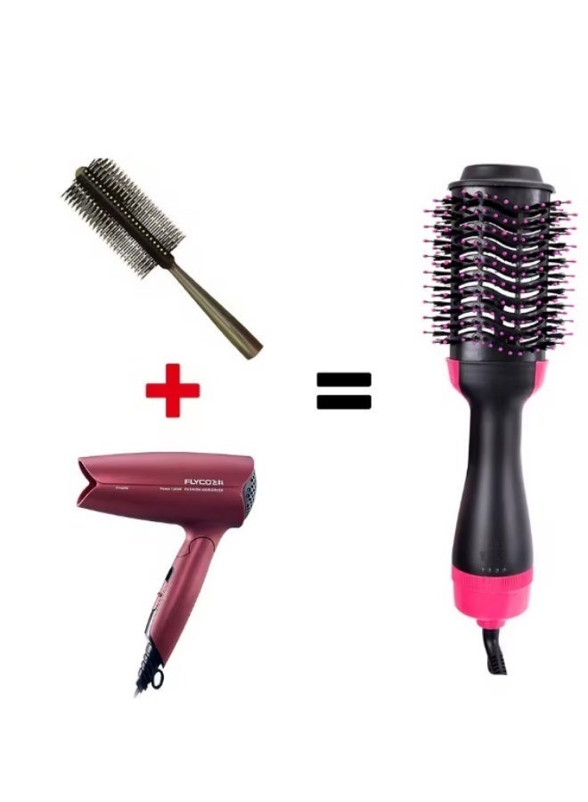 Cronier Professional 2 in 1  Hot Air Comb Hot Air Dryer Brush Styler & Volumizer Hair Straightener Curler Dry & Wet Use Hair Brush - Image 2